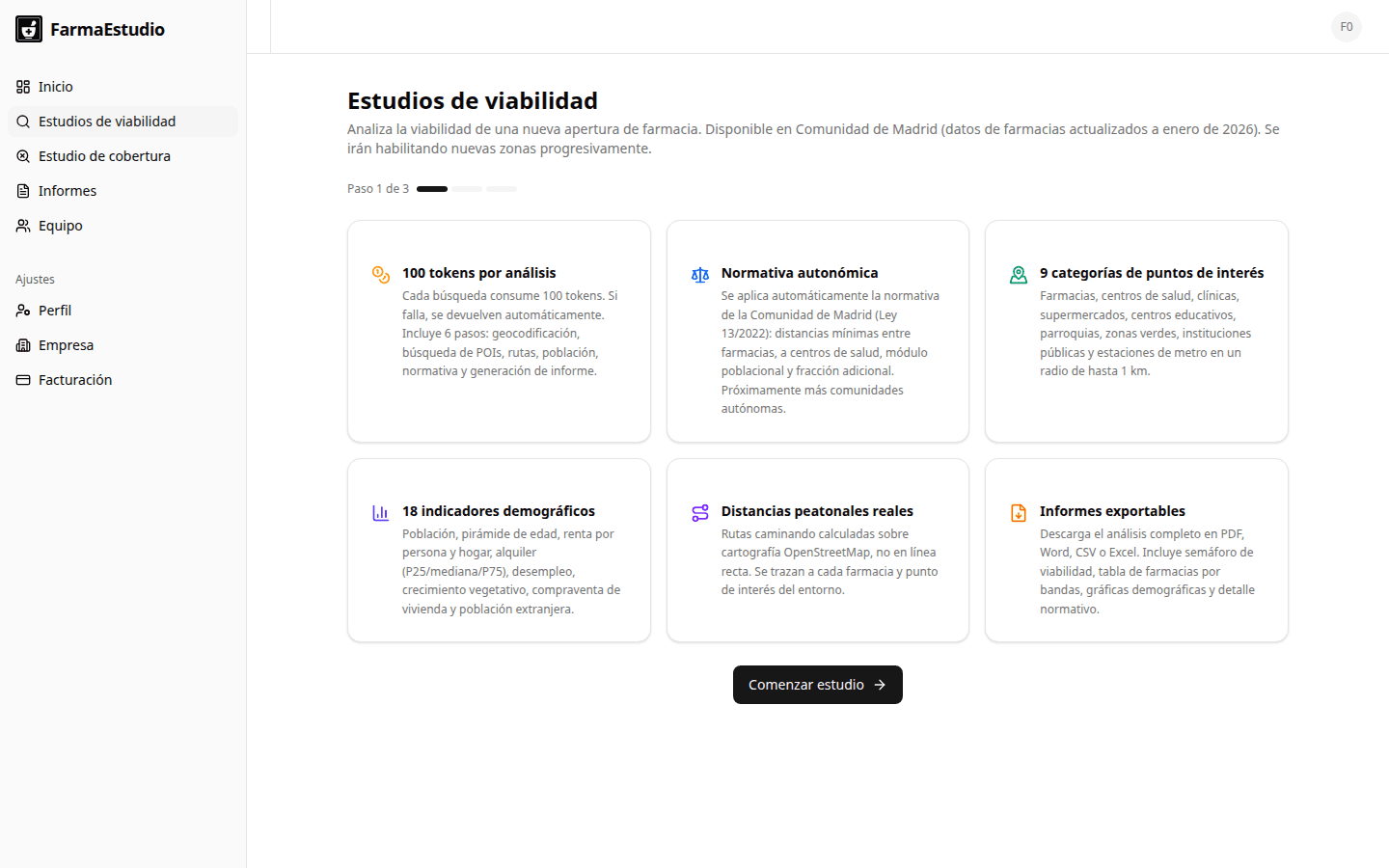 Wizard de estudio de viabilidad